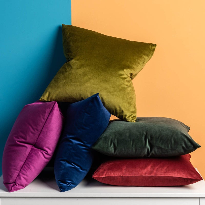 JUSPURBET Velvet Pillow Covers 20x20 inch Set of 2 Decorative Throw Pillow Covers for Couch Sofa Bed Soft Cushion Covers Cases with Hidden Zipper for Living Room Home Decor,Army Green - Image 4